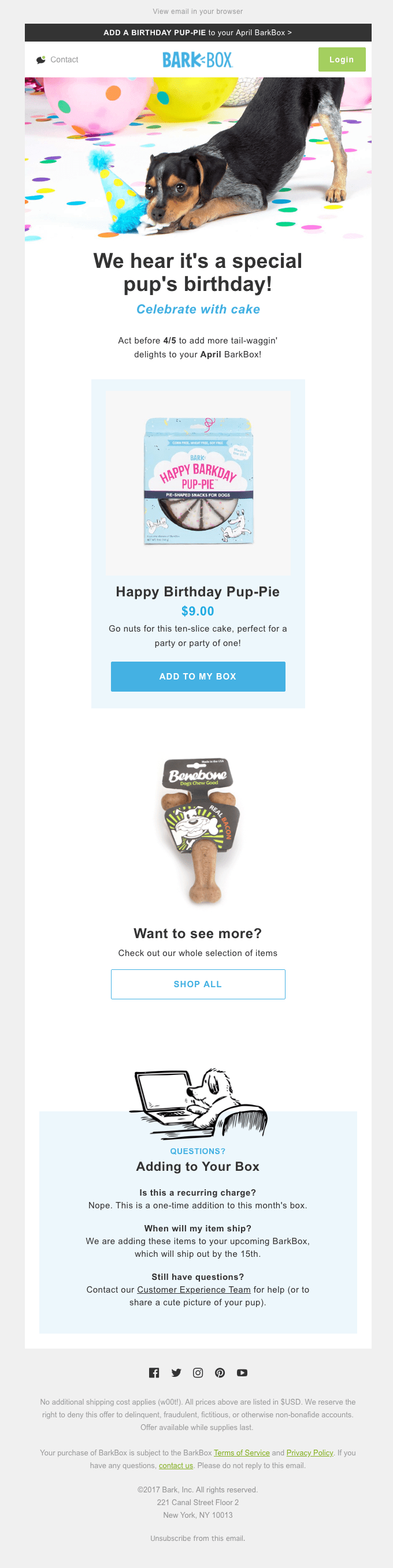 BarkBox Birthday BarkBox? Really Good Emails