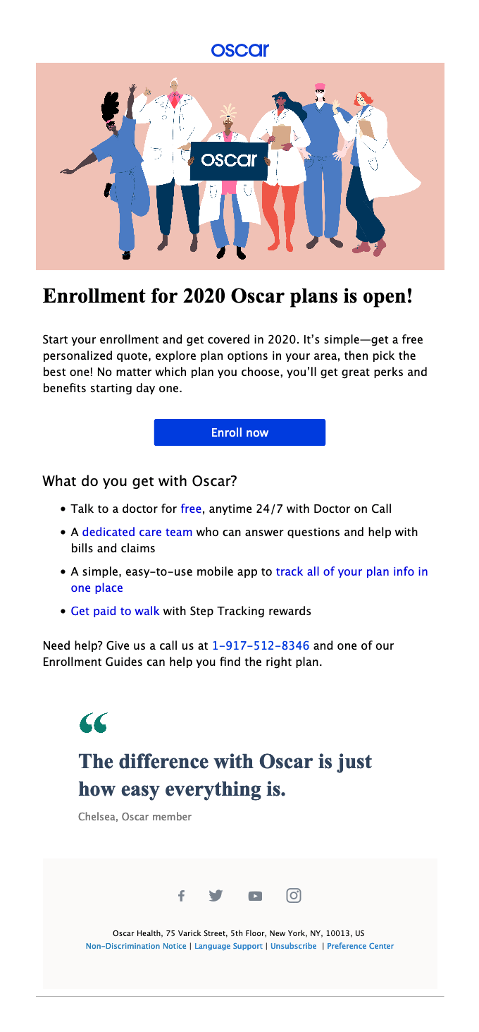 Oscar 2020 from Oscar Health Desktop Email View Really Good Emails