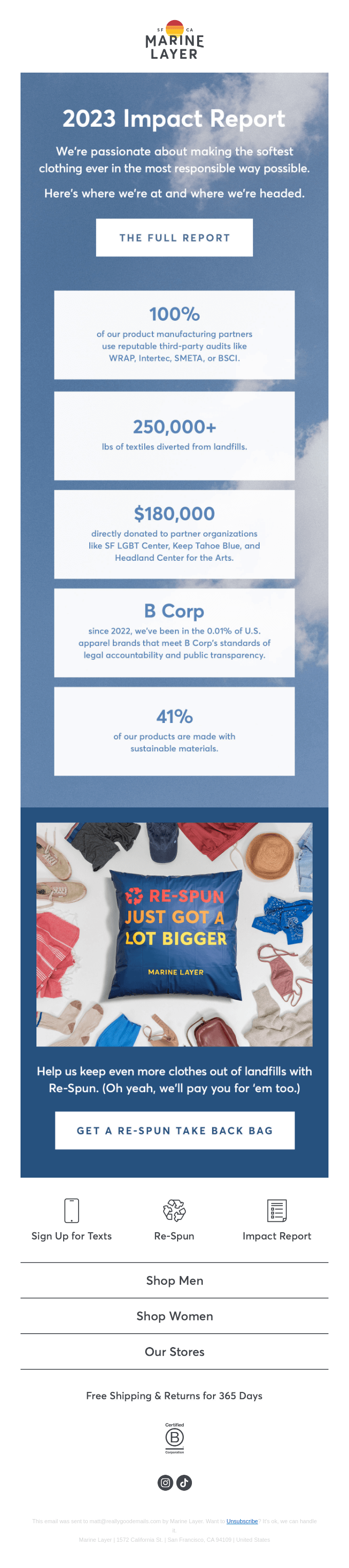 Our Impact Report just dropped (!) from Marine Layer Desktop Email