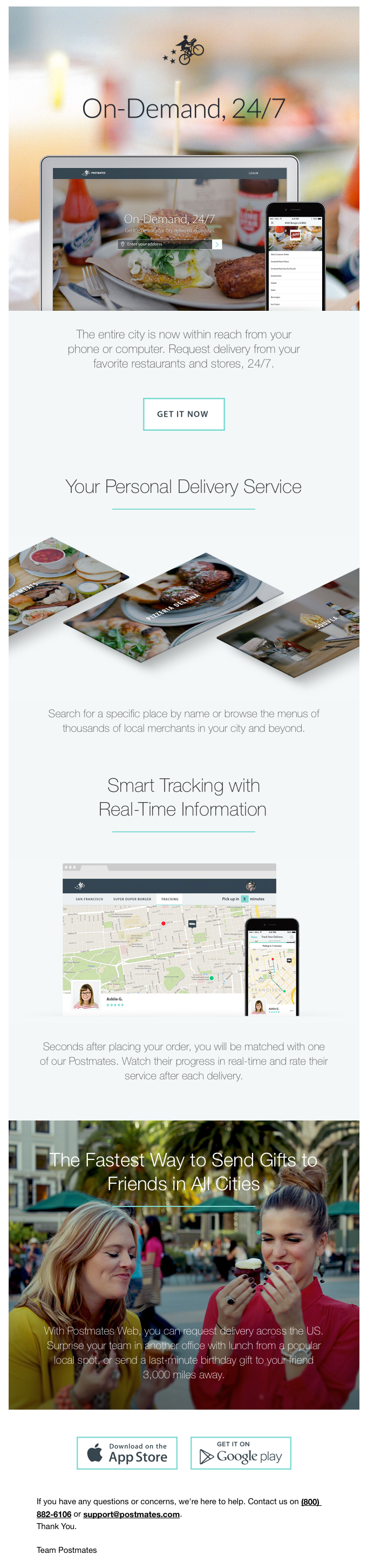 to Postmates from Postmates Desktop Email View Really Good