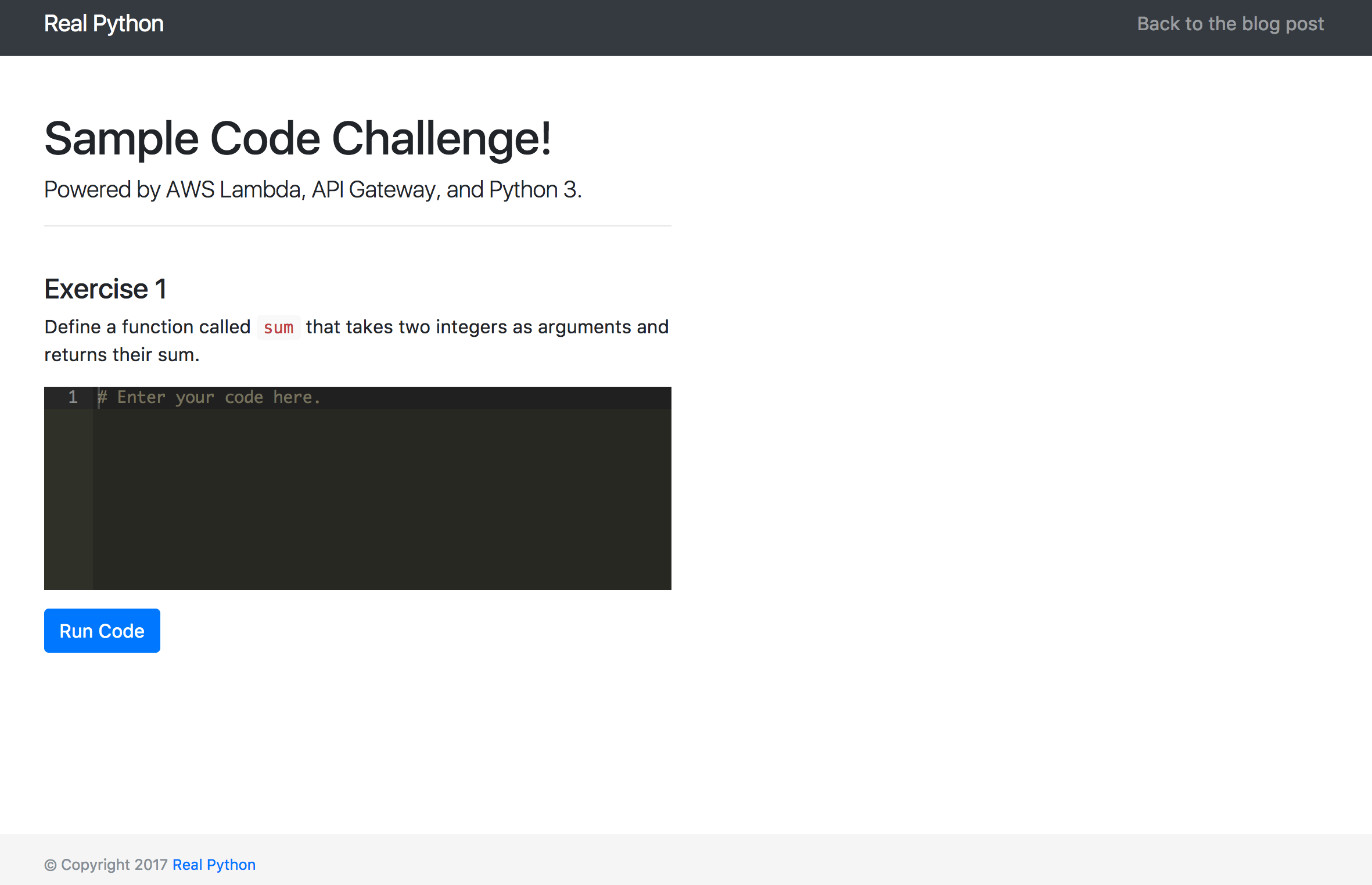 Code Evaluation With AWS Lambda and API Gateway Real Python