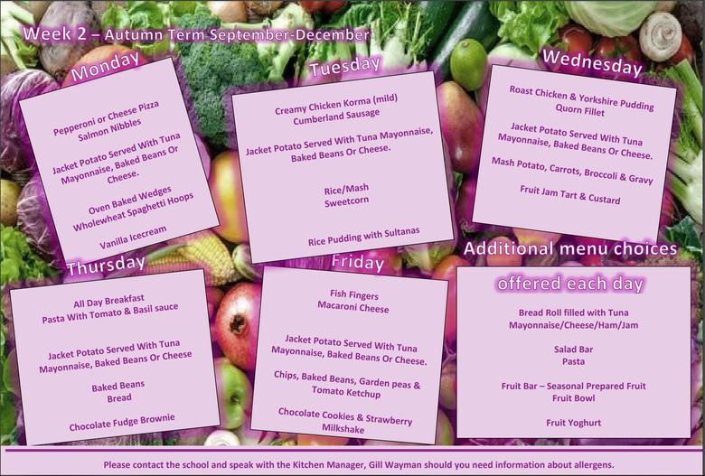 Lunch Menus Jericho Primary School