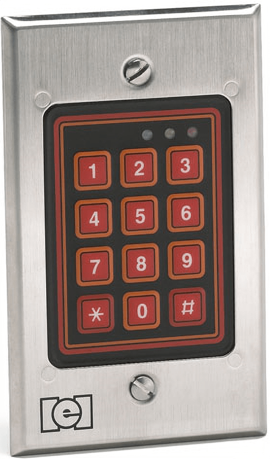 IEI 212W Indoor / Outdoor Flush Mounted Weather Resistant Keypad for 120 Users Satin Stainless