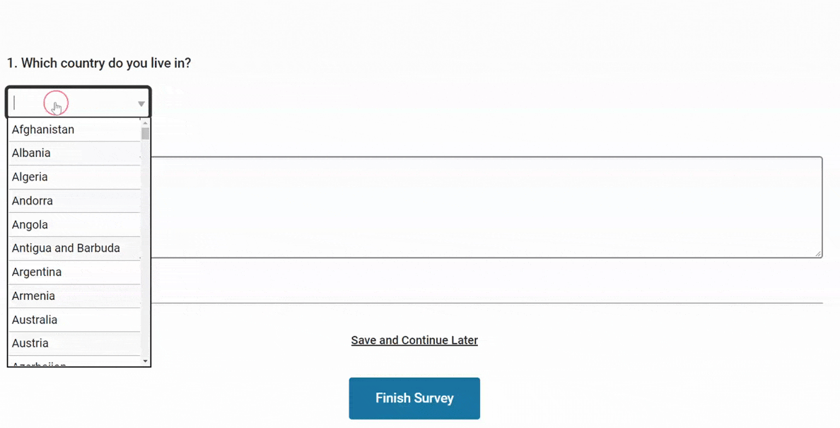 Searchable dropdown question option Product Update SmartSurvey