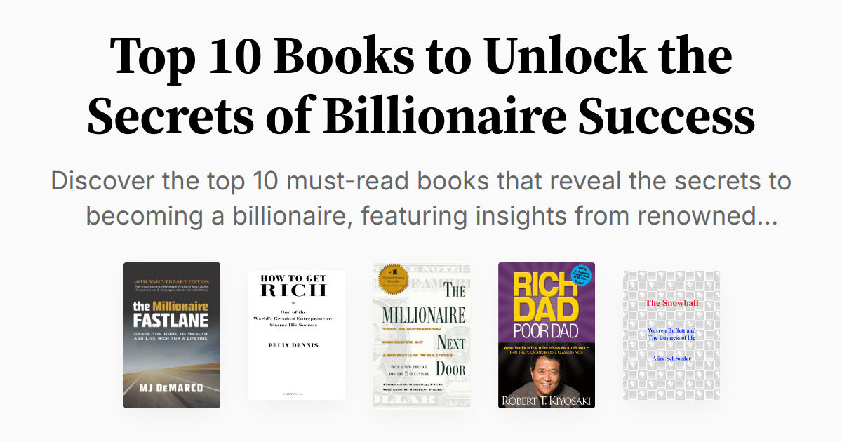 Top 10 Books to Unlock the Secrets of Billionaire Success Summary & Audio