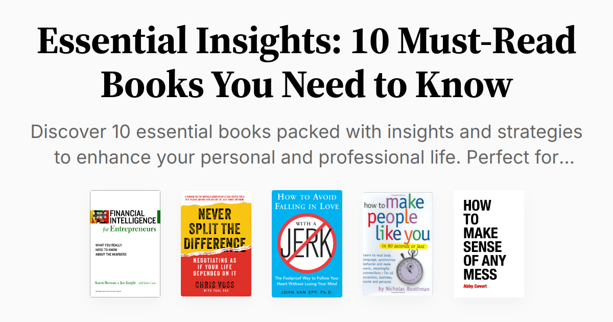Essential Insights 10 MustRead Books You Need to Know Summary & Audio