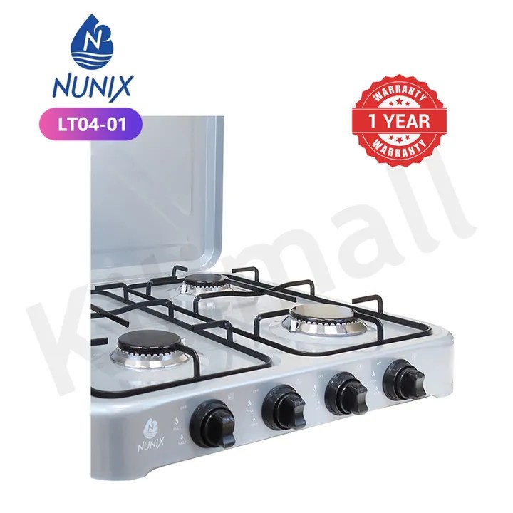 Nunix LT0401, 4 Burner Table Top Gas Cooker Stove With Tighteners gas
