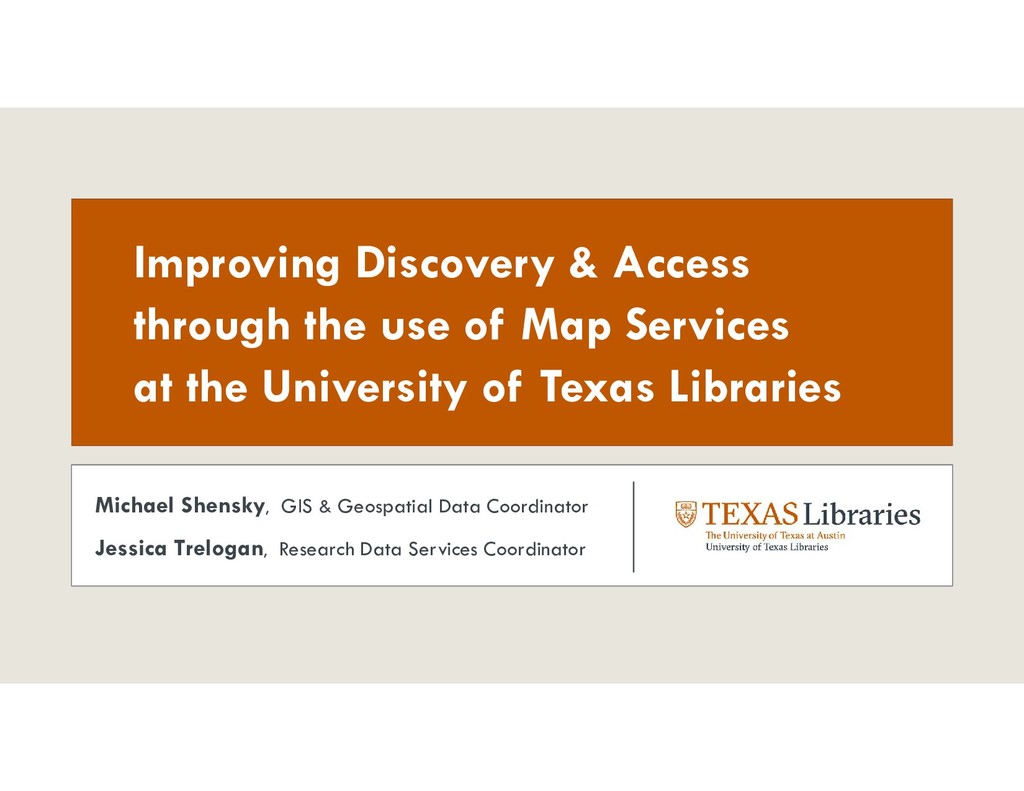 Improving Discovery & Access through the use of Map Services at the