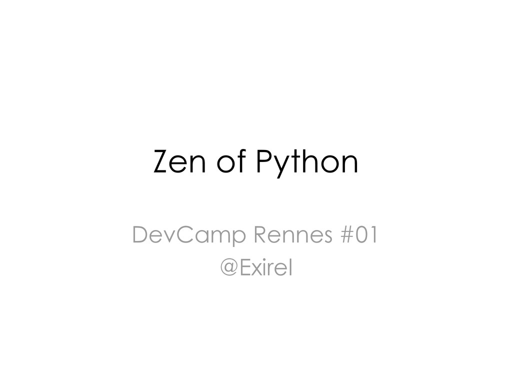 Zen of Python DevCamp01 Speaker Deck
