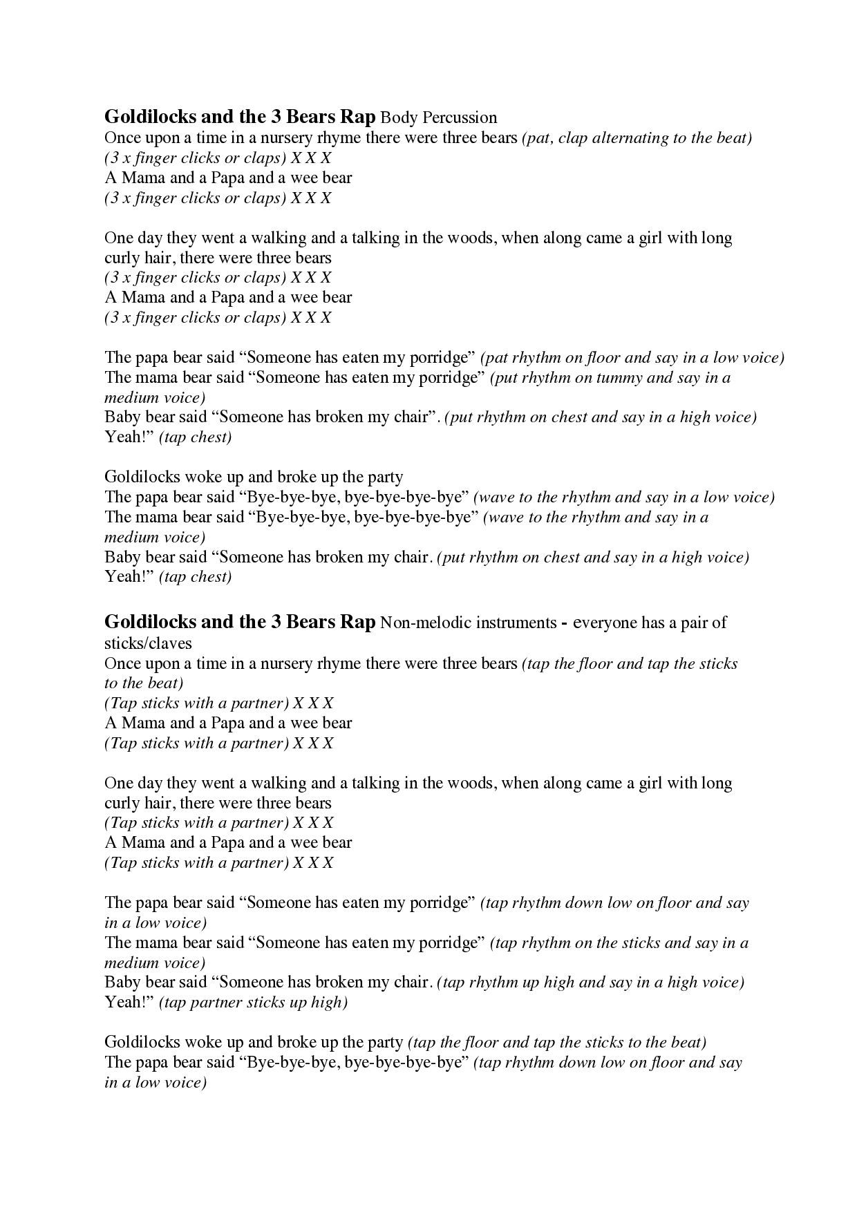 Goldilocks and 3 Bears Rap Speaker Deck