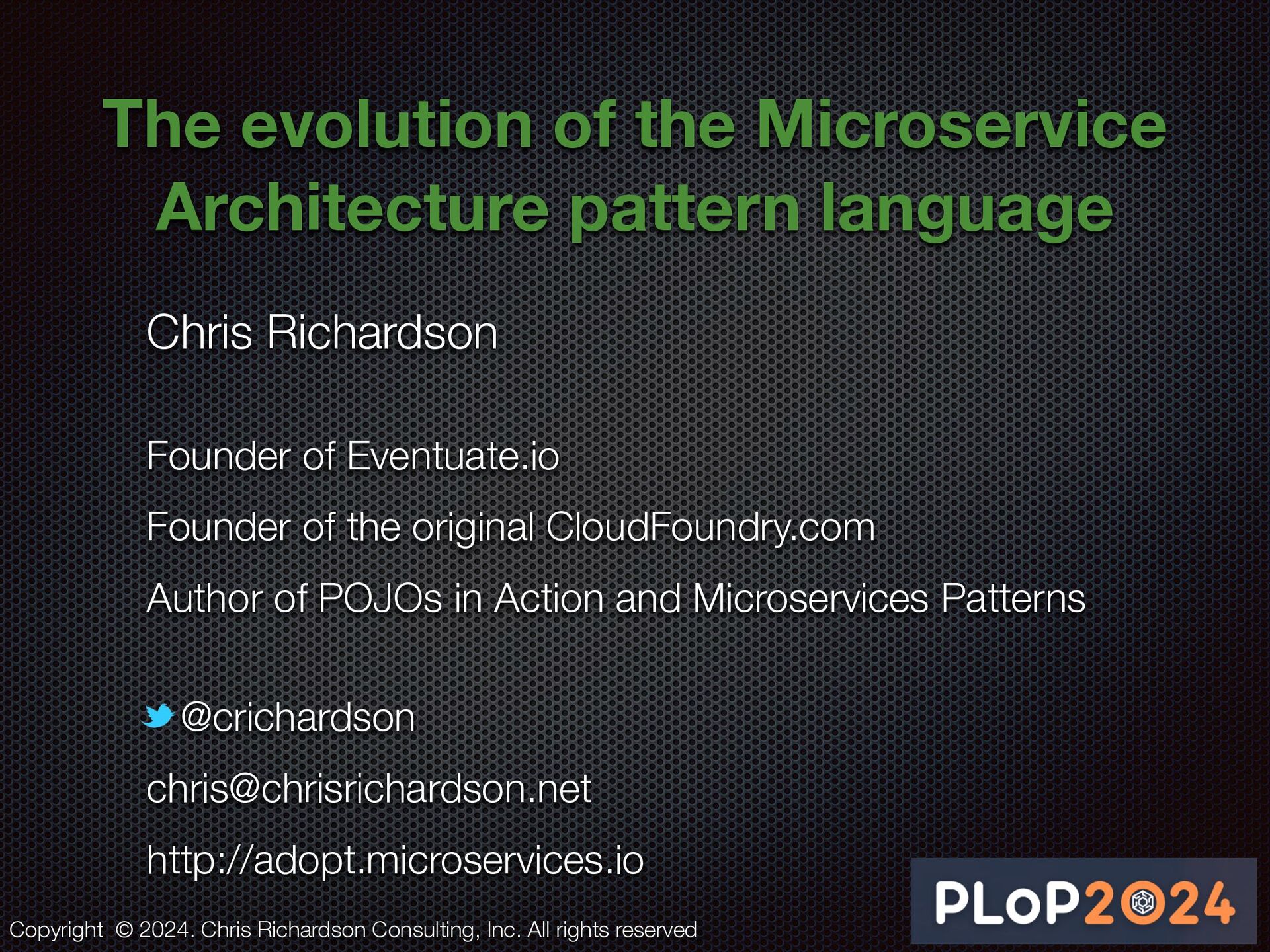 PLoP 2024 The evolution of the microservice architecture pattern