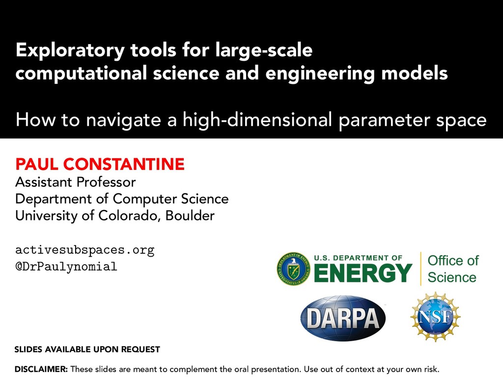 Exploratory tools for largescale computational science and engineering models Speaker Deck