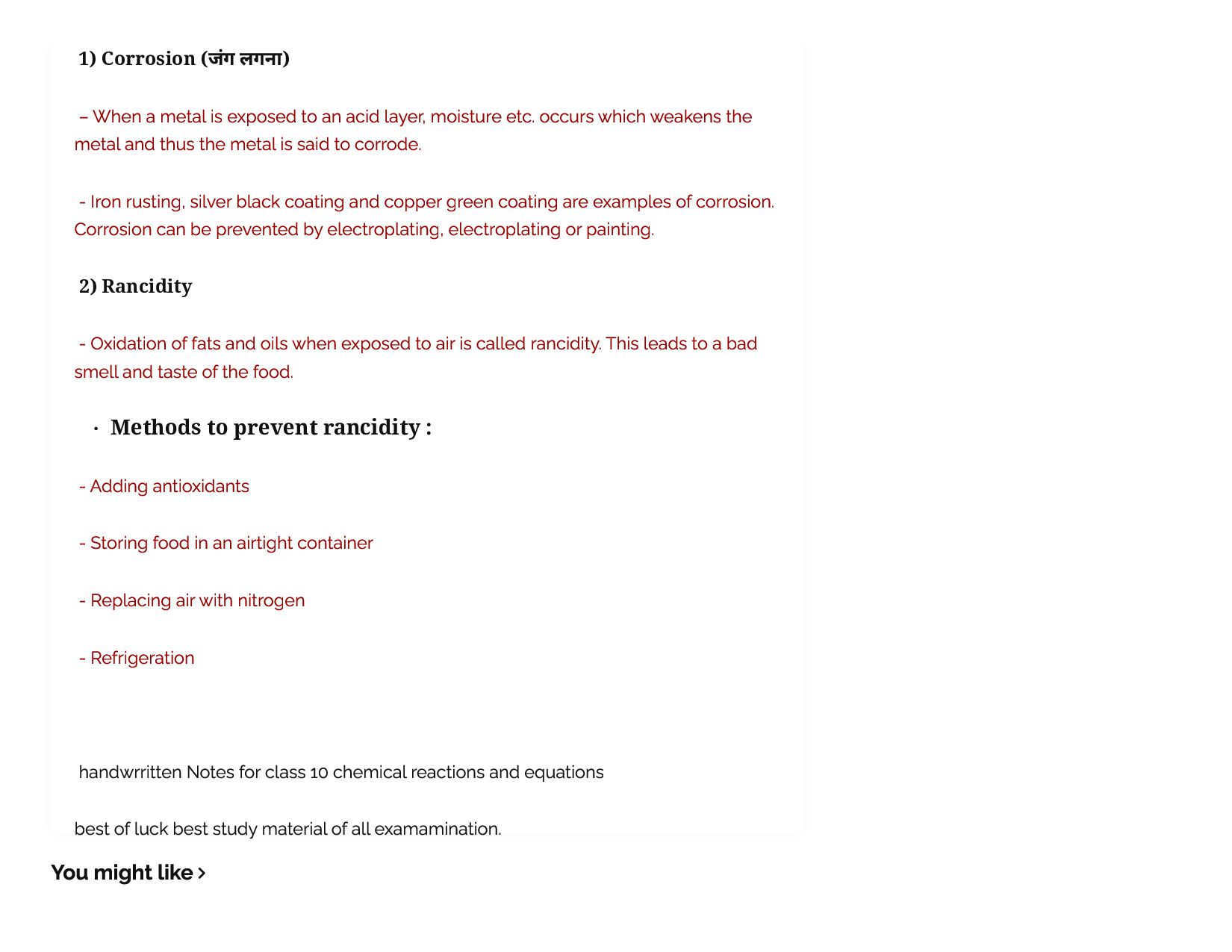 Chemical Reactions & Equation Class 10 science Notes Speaker Deck