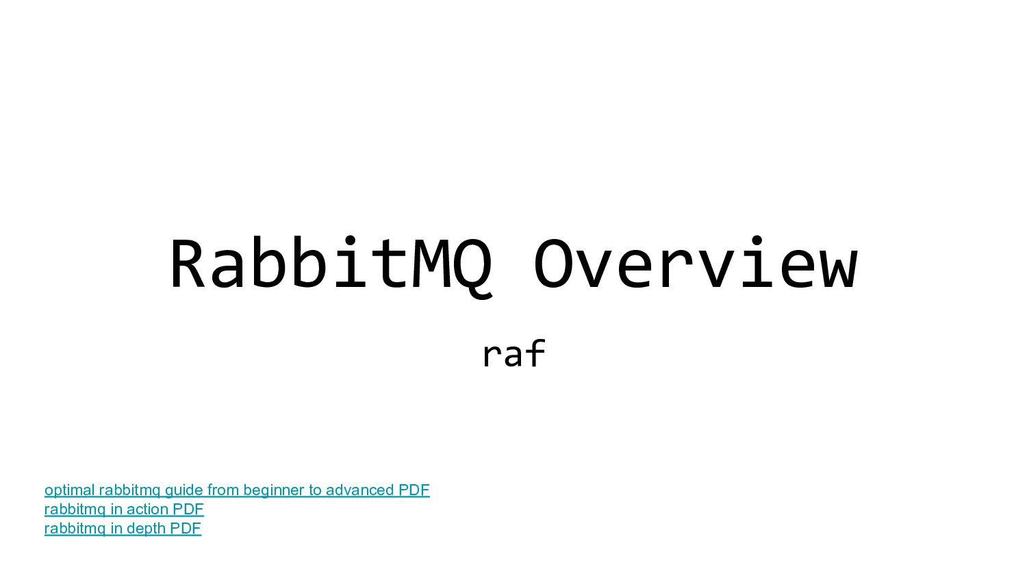 RabbitMQ Overview Speaker Deck