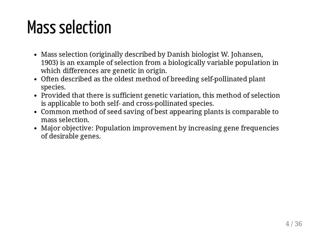 Selection in self pollinated crops Speaker Deck