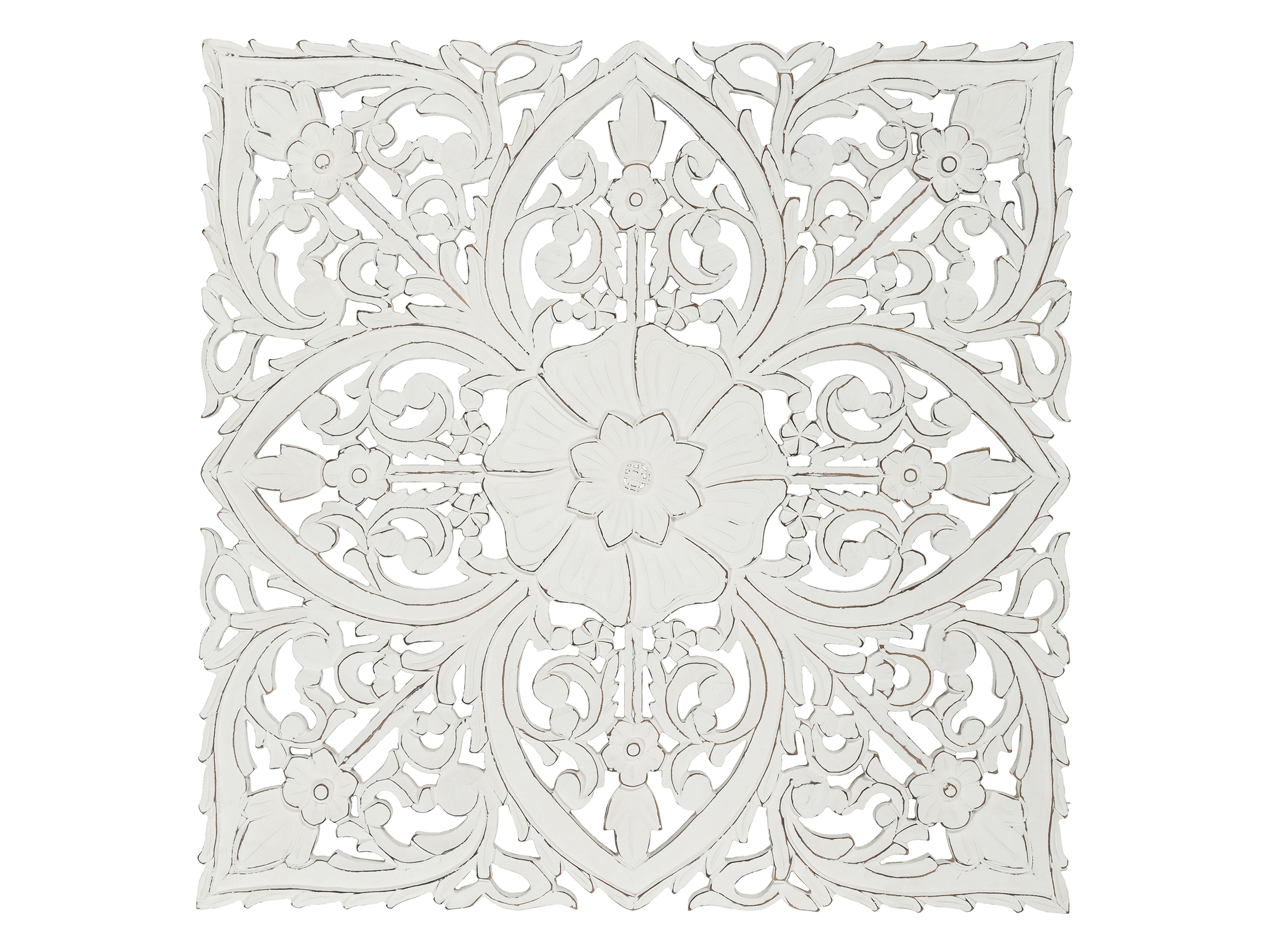 White Carved Wood Wall Plaque 35"W x 35"H Steinhafels