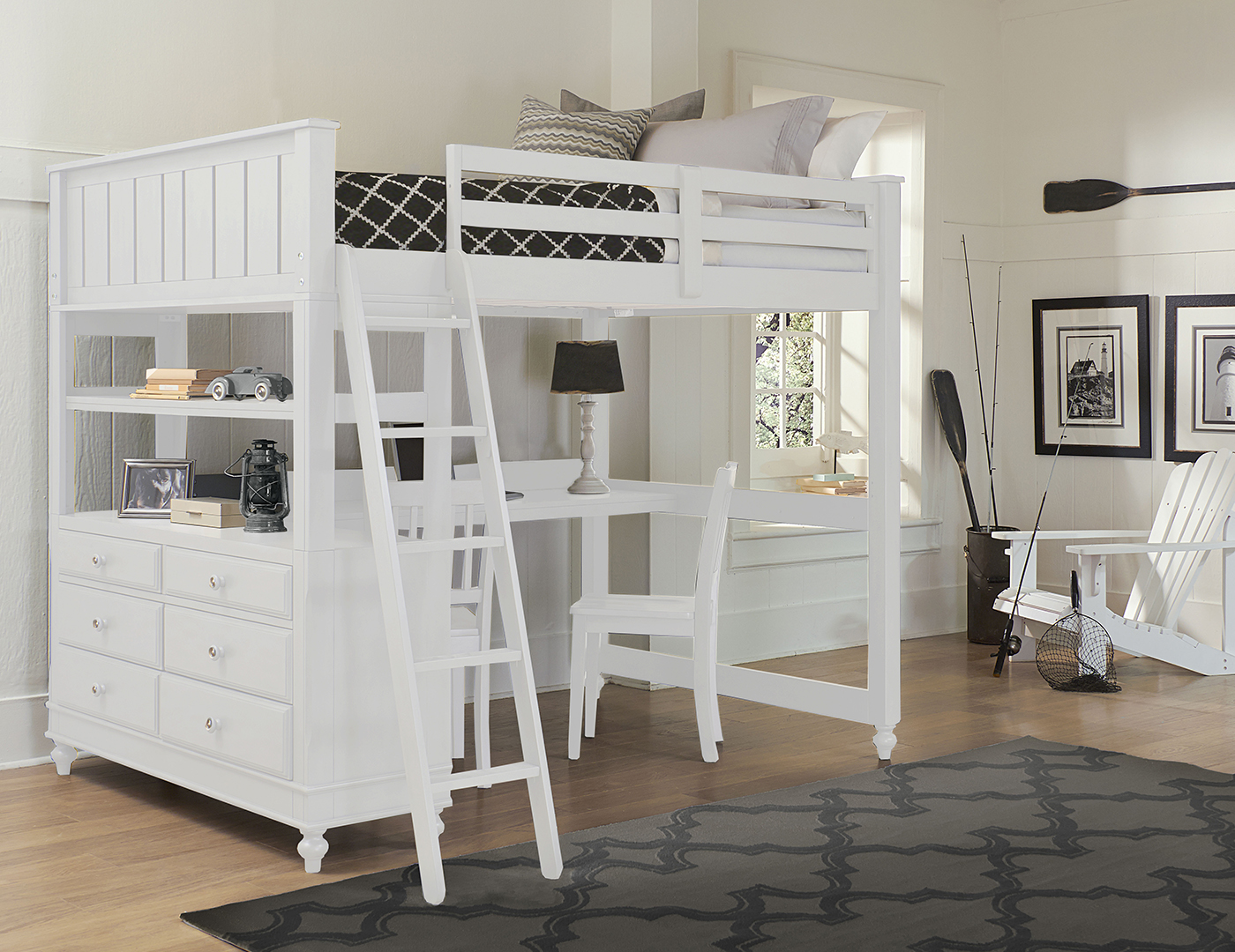 Lake House Twin Loft With Chest And Desk Top Steinhafels