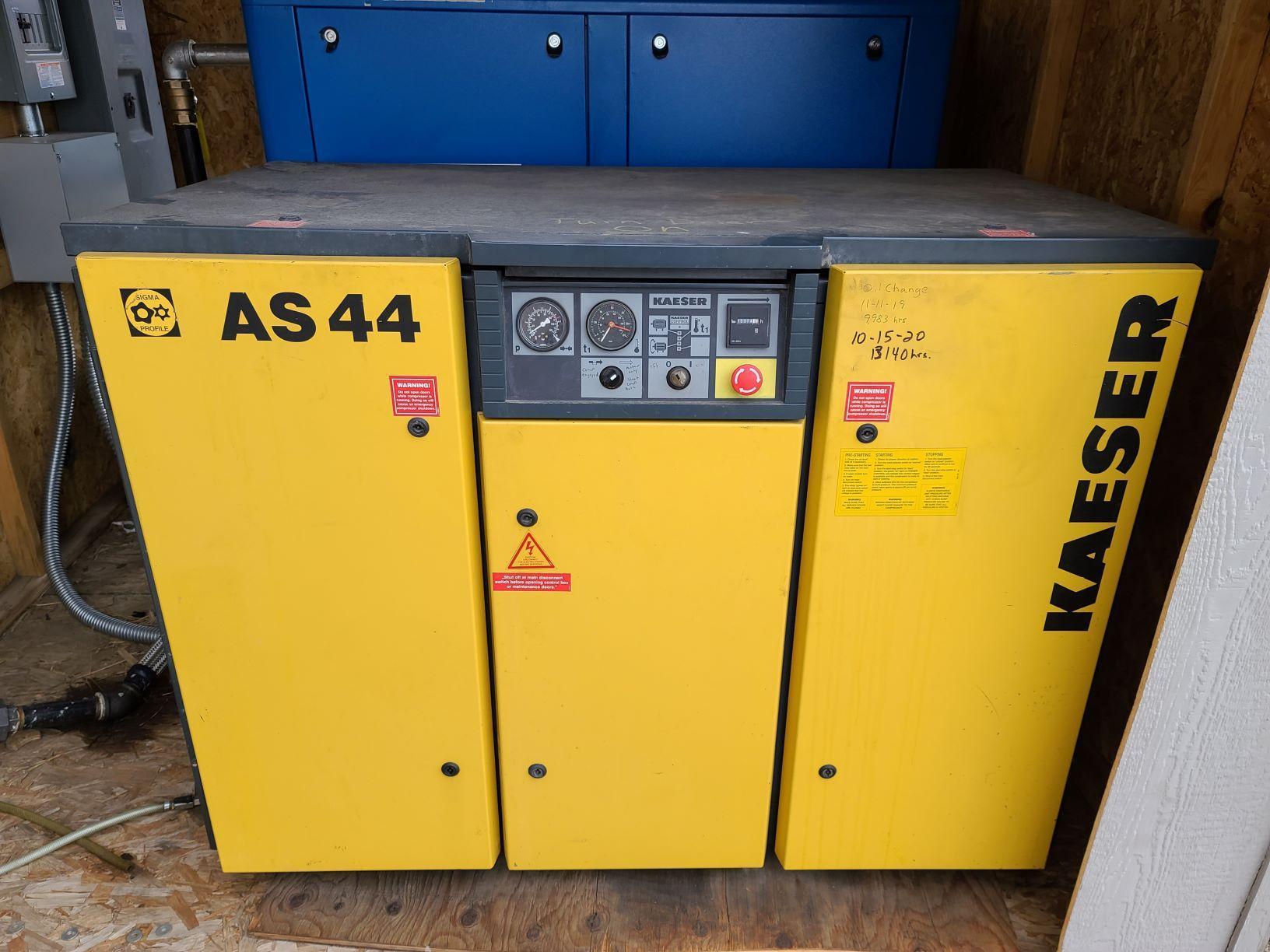 170 cfm, 110 psi, Kaeser AS44, air compressor, 40 HP, analog gauges
