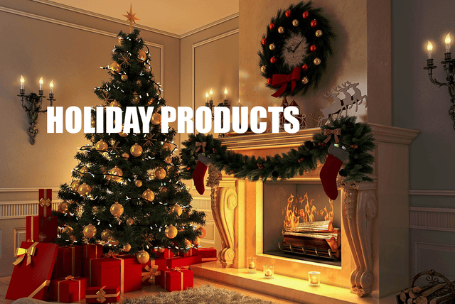 Holiday Decorations Wreaths, Lights, Christmas Trees, and more.