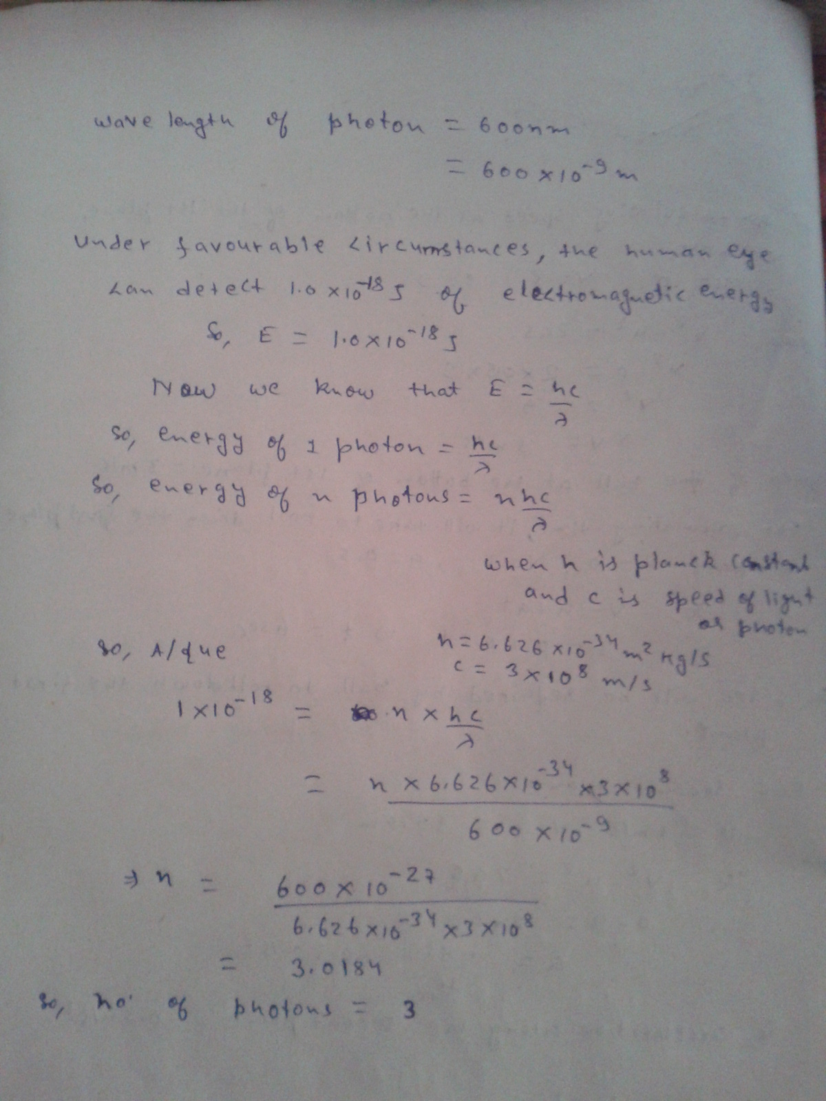 (Solved) Under favorable circumstances the human eye can detect 1.0 x