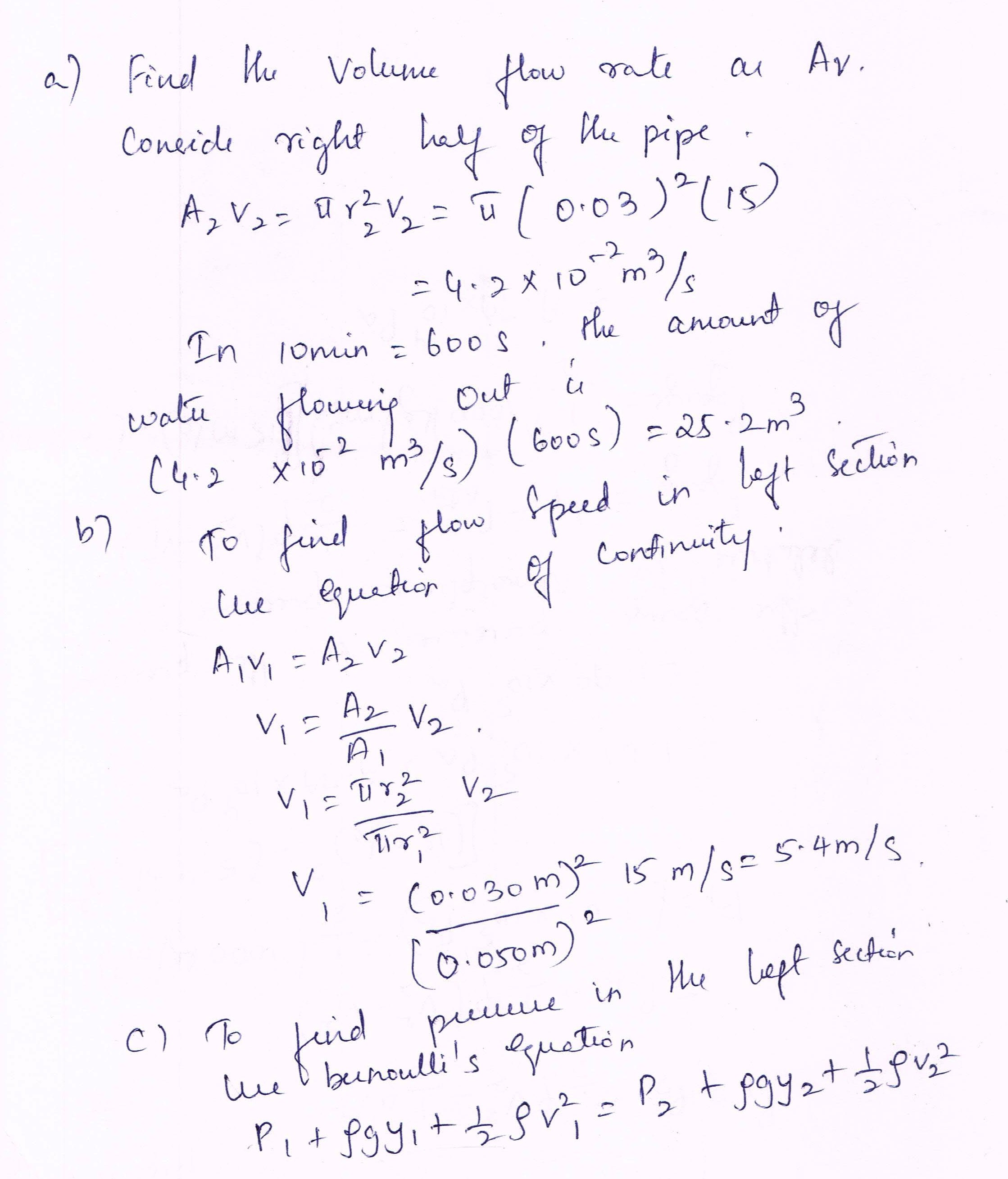 (Solved) In Fig. 1450, water flows through a horizontal pipe and