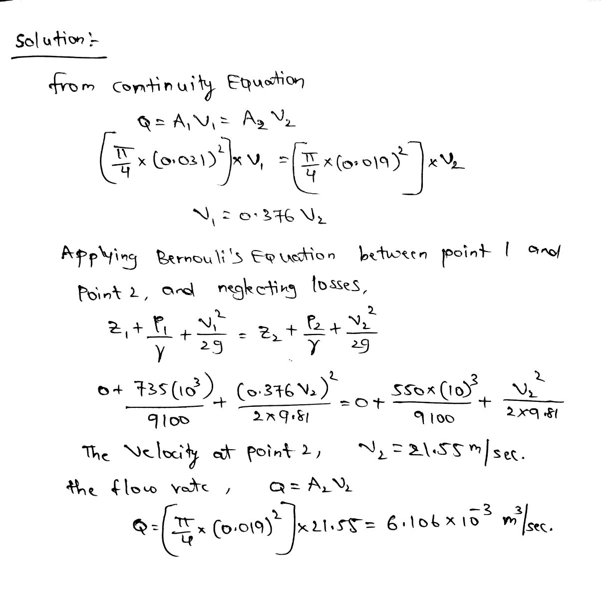 (Solved) Determine the flowrate through the Venturi meter shown in