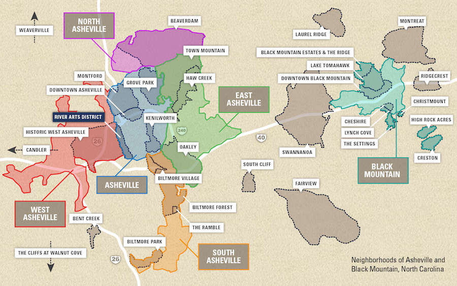 Neighborhood Map of Asheville & Black Mountain NC Greybeard Realty