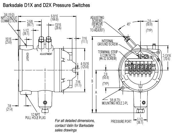 D1X-A150SS-UL Barksdale | Diaphragm Pressure Switch | Valin