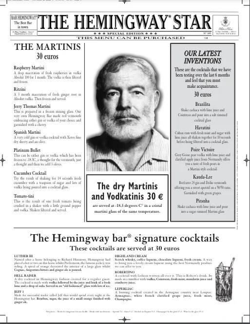 เปิดเรื่องราว Bar Hemingway สุดยอดบาร์ที่ถูกเปลี่ยนชื่อในวันที่ Ritz