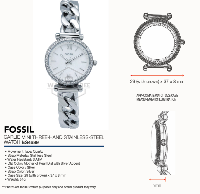 Fossil Ladies' Carlie Mini Three Hand Rose Gold Stainless Steel Watch