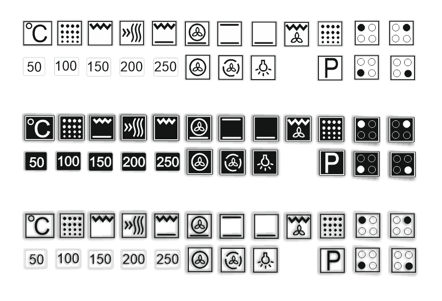 Herd Aufkleber E Herd Beschriftung Ofen Koch Schalter Zeichen Symbole (R59)