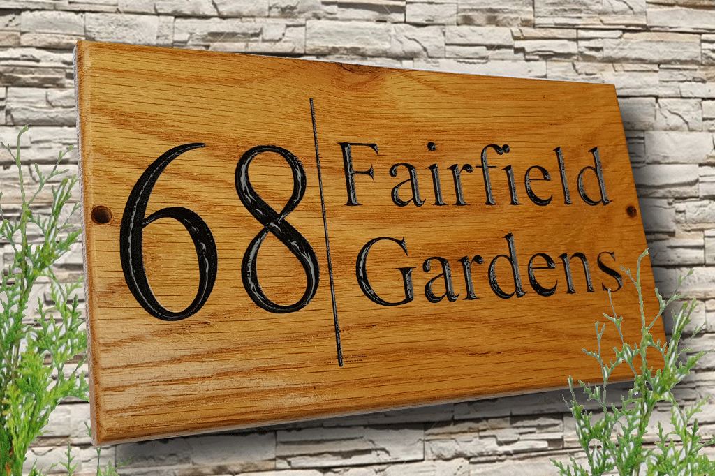 Personalised Oak House Name Sign Custom Carved Outdoor Wooden Address Personalised Oak House Name Sign Custom Carved Outdoor Wooden Address