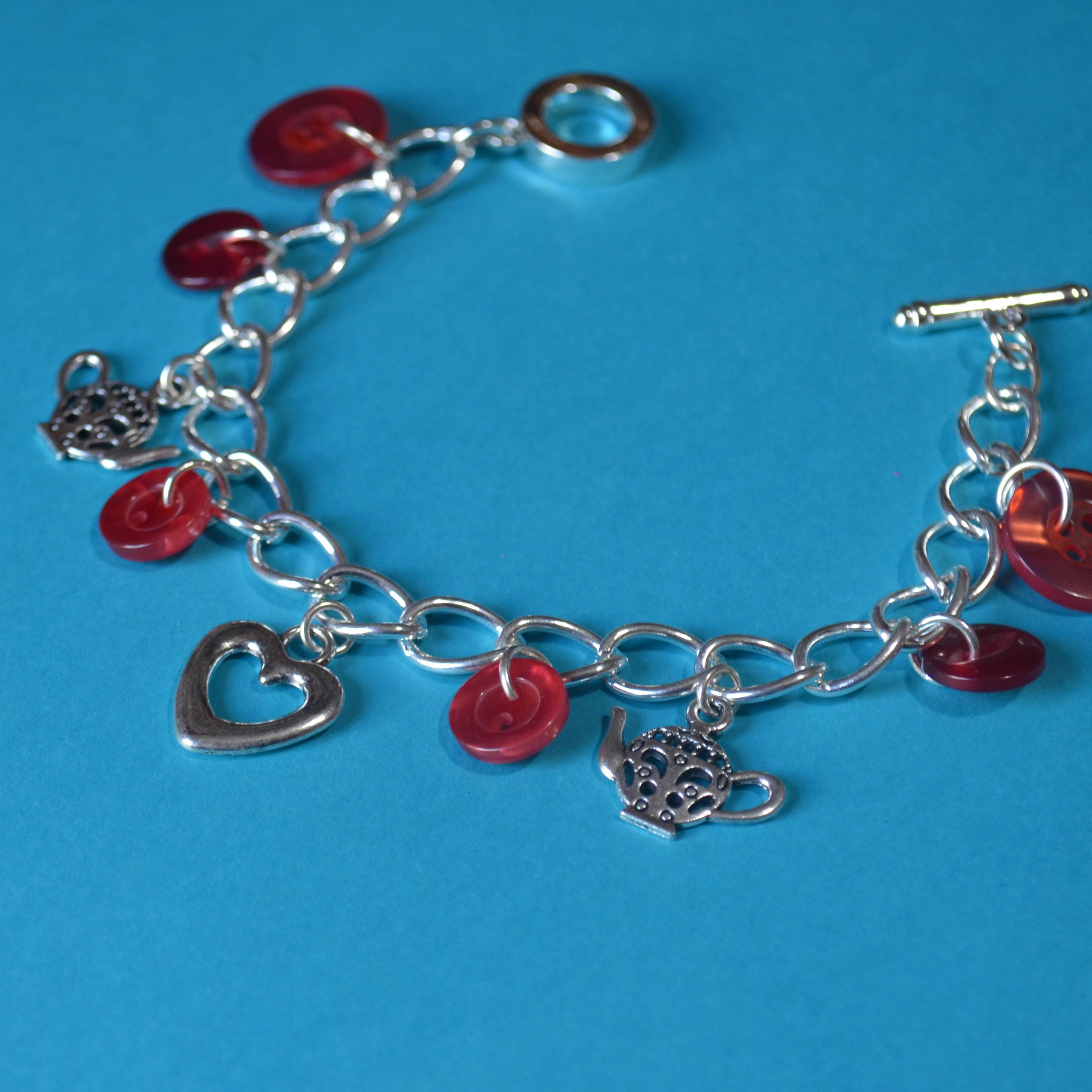 Teapot Button Charm Bracelet