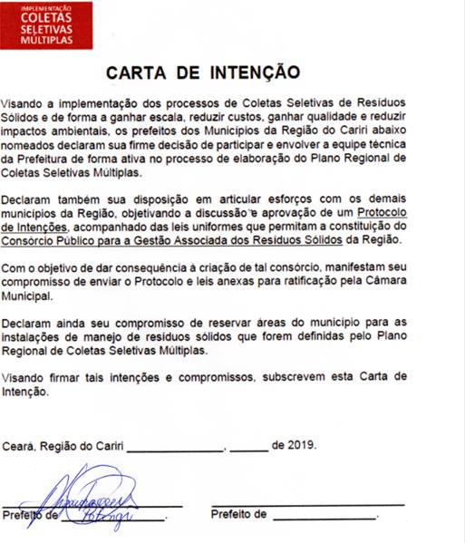 Prefeita Alizandra assina carta de intenção dos processos de coletas