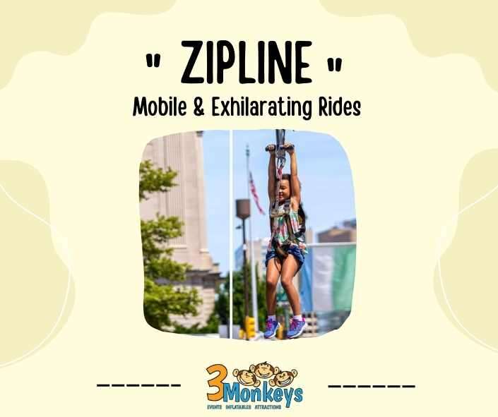 York Zipline Rentals 3 Monkeys Inflatables Mobile Zip Lines