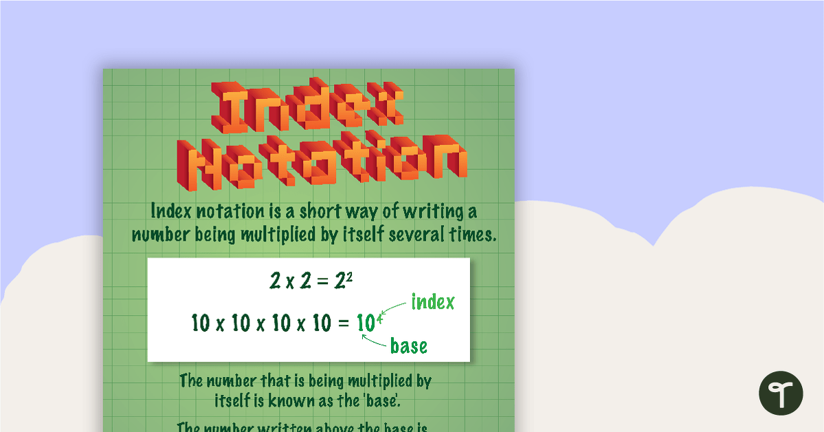 Index Notation Poster Teach Starter