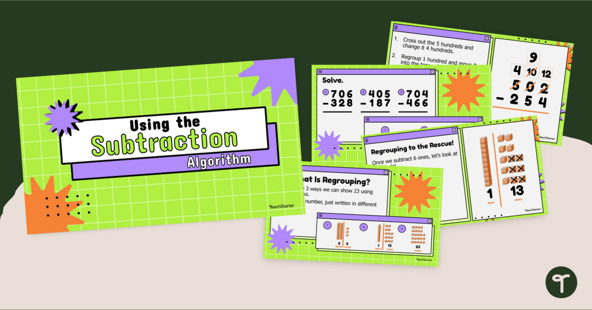 Teaching the Subtraction Algorithm Instructional Slides Teach Starter