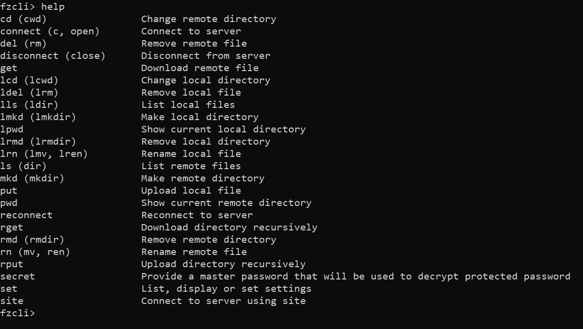 How to Use the Help Command in FileZilla Pro CLI FileZilla Pro