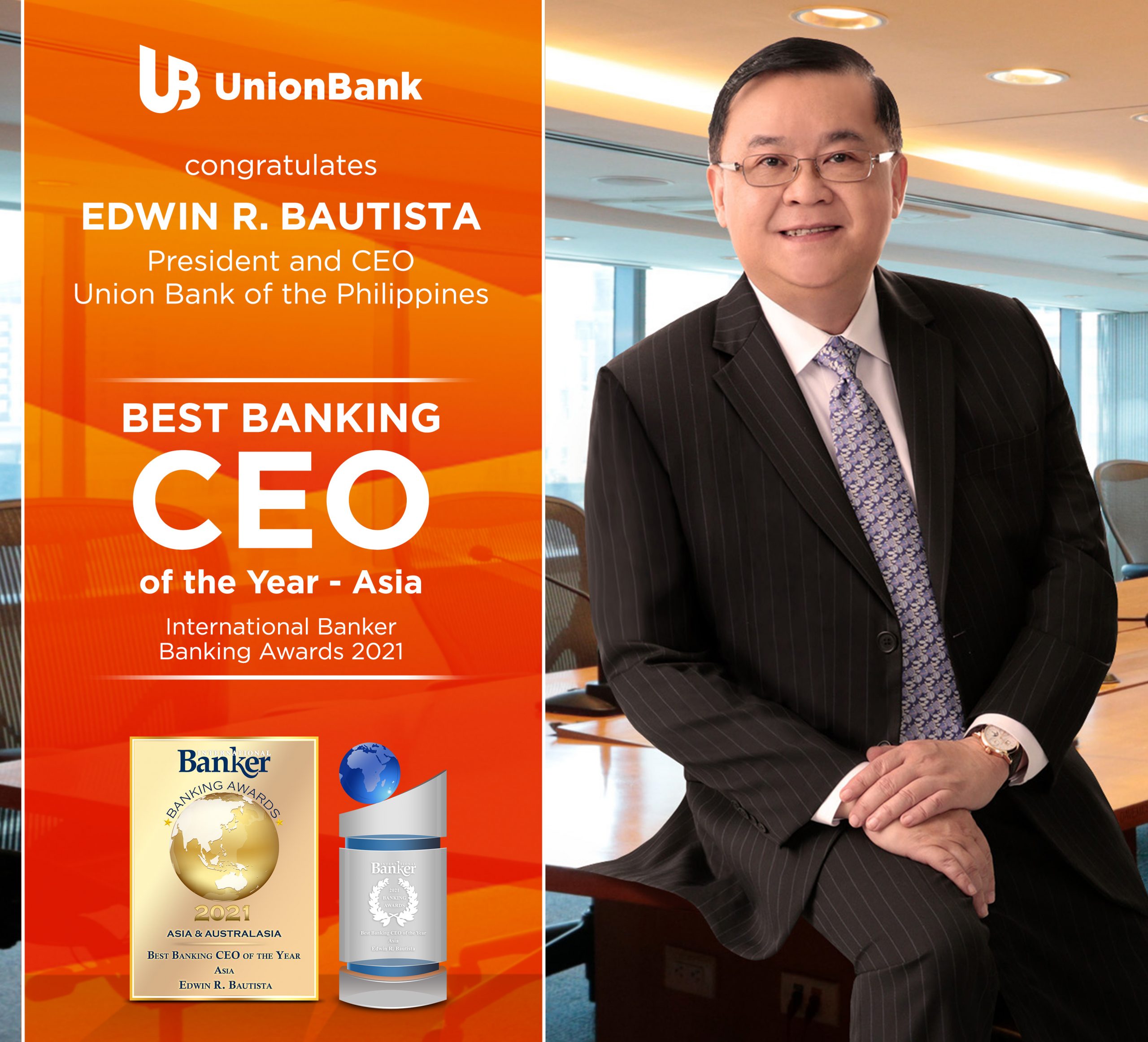 UnionBank CEO cited as Best Banking CEO for 2021 by International