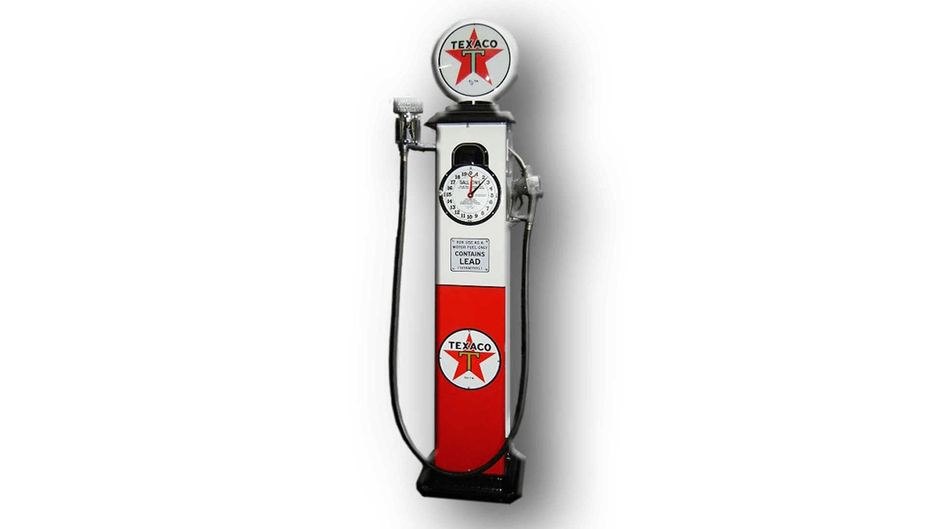 Texaco 1929 Clock Face Reproduction Gas Pump White/Red Fill Er' Up