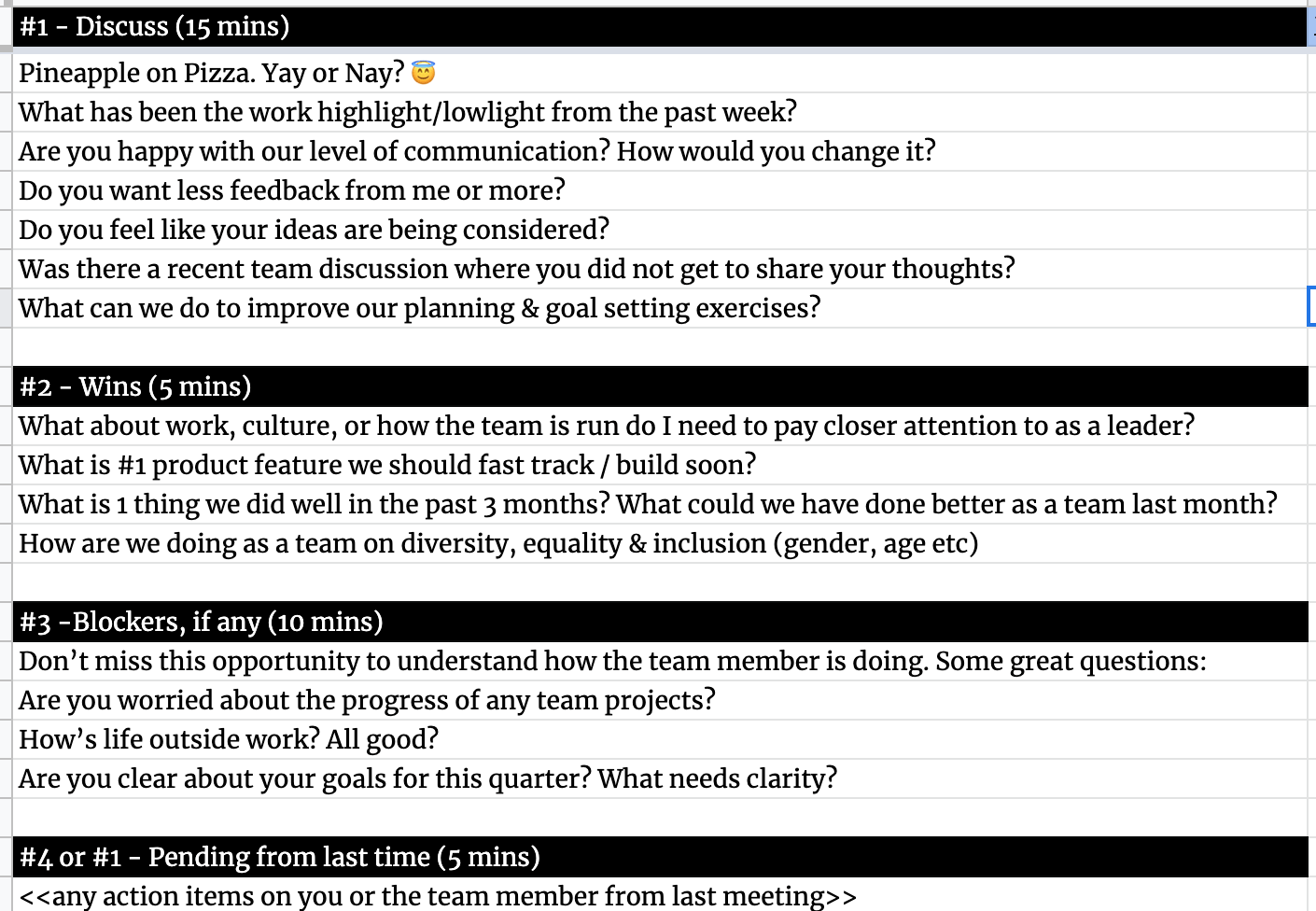 Printable One On One Meeting Template Excel Fillable Form 2023