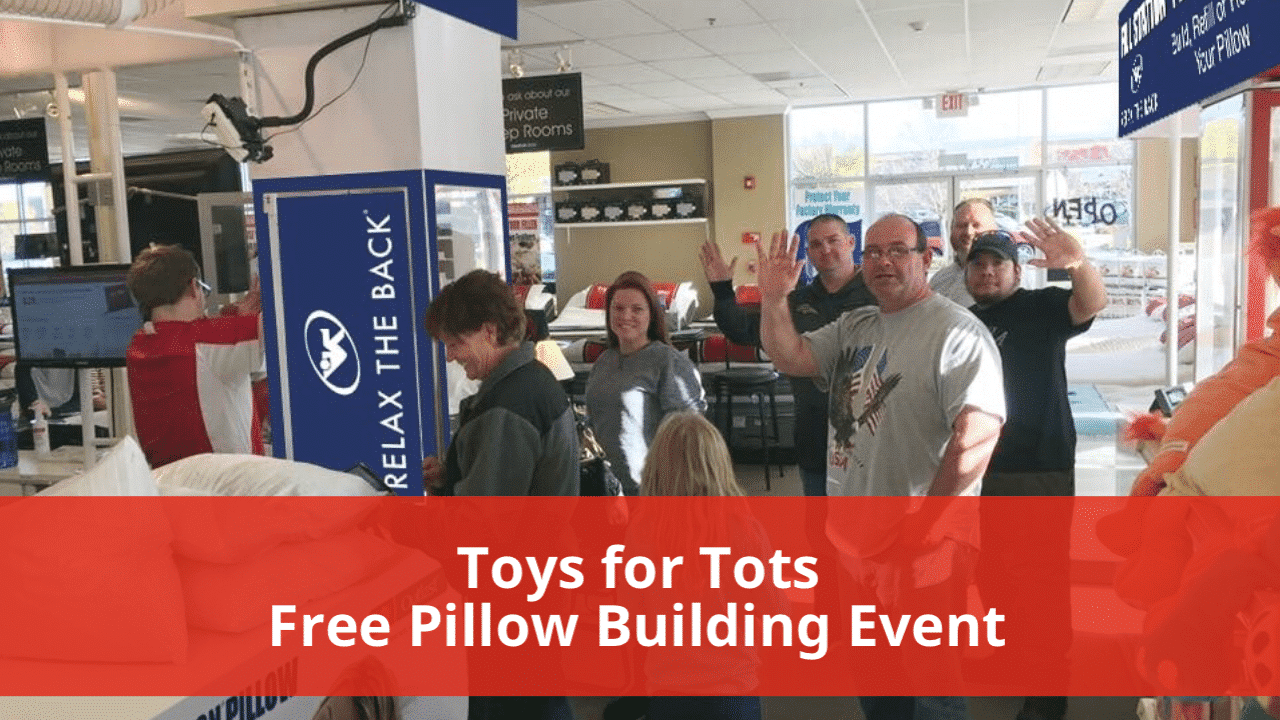 Toys for Tots Free Pillow Building Event! Fill Station® Pillow Kiosk
