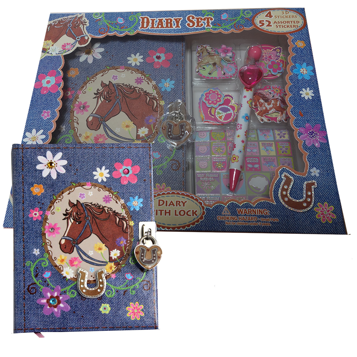 Lockable Horse Diary Set Horse Stationery Filly & Co