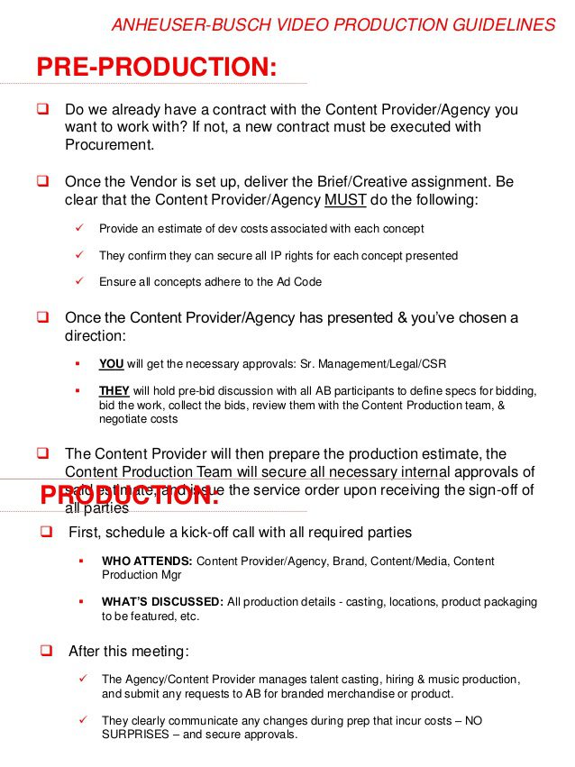 Pre Production Checklist The Definitive Guide