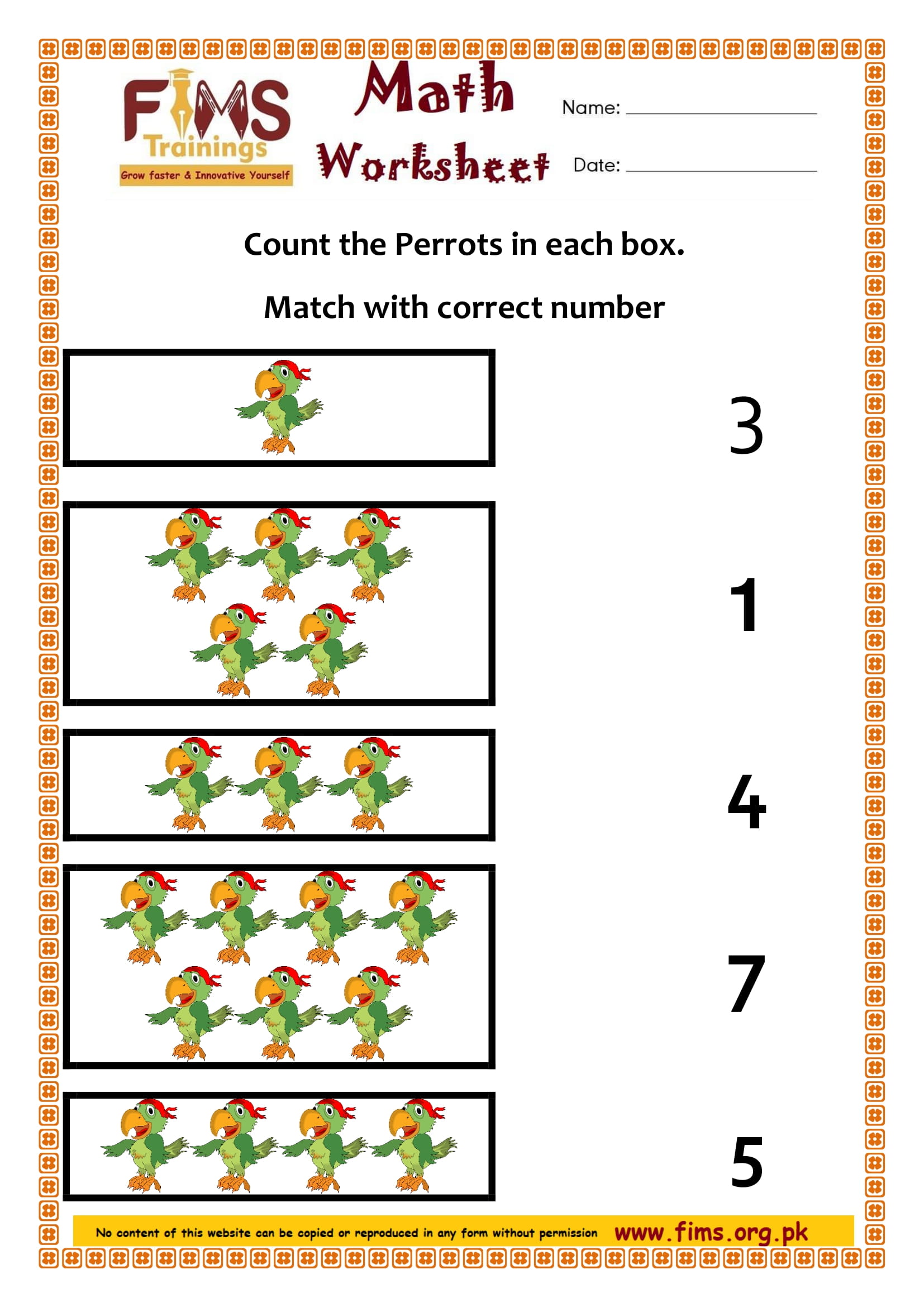 Math Activity for Preschool 2 - Free Printable Worksheets- Download Pdf