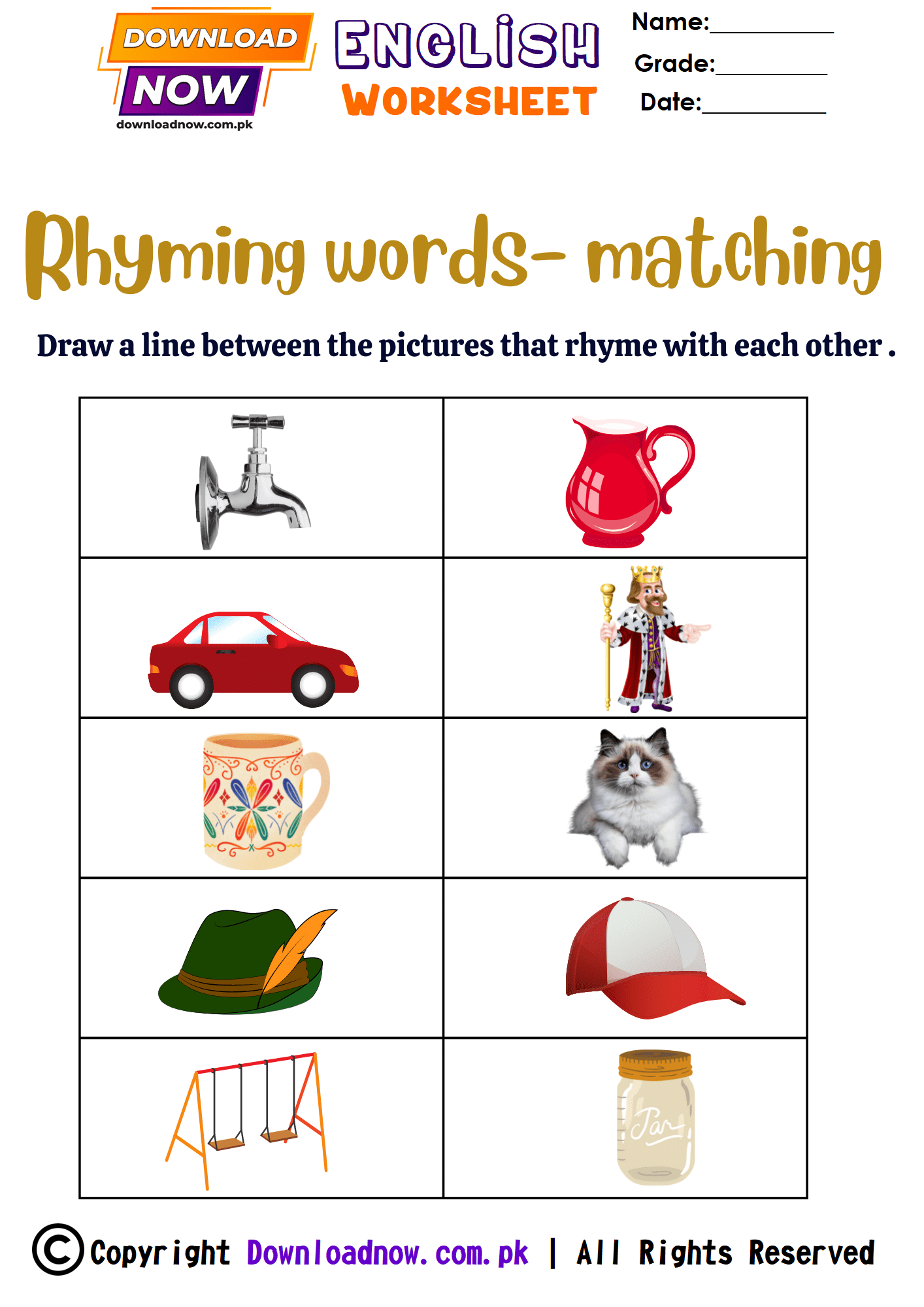 Rhyming words Free Printable Worksheets