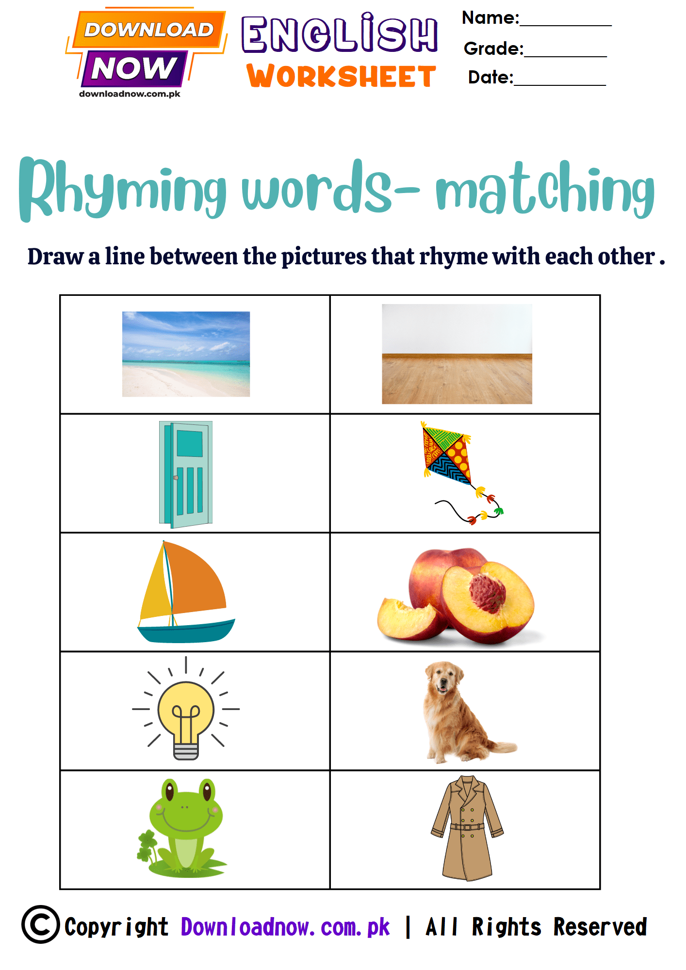 Rhyming words Free Printable Worksheets