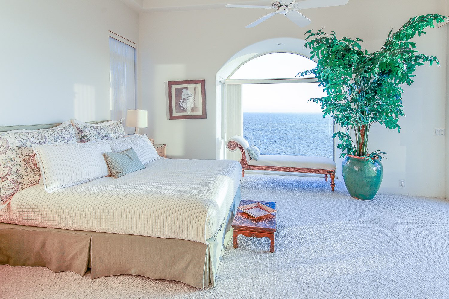 Orange County real estate All white bedroom overlooking the beach