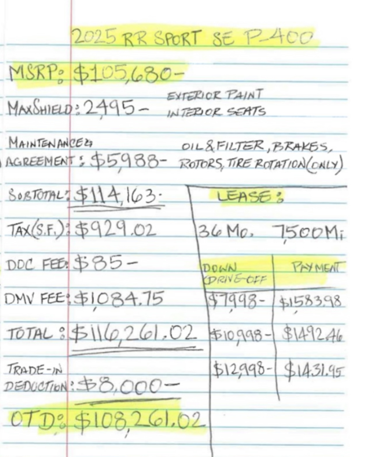 Range Rover sport 2025 cost breakdown 