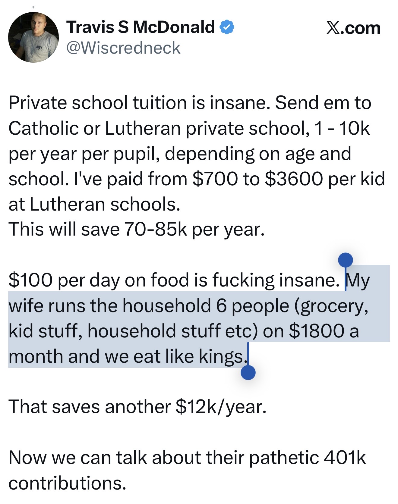 Spending $1,800 a month for food for a family of 6